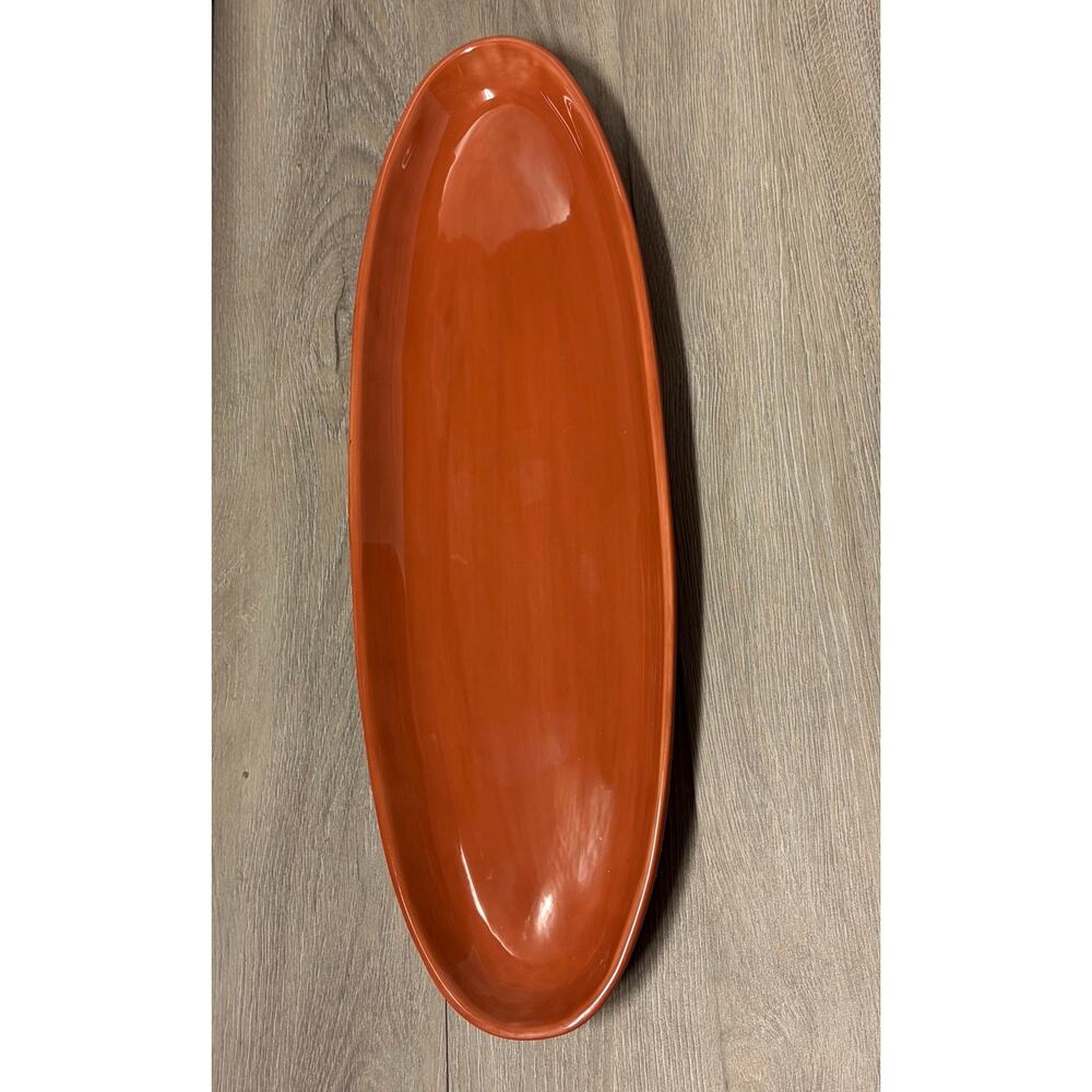 Pottery Barn Sausalito Spice Terracotta Oval Serving Platter Boat 2003 Vintage